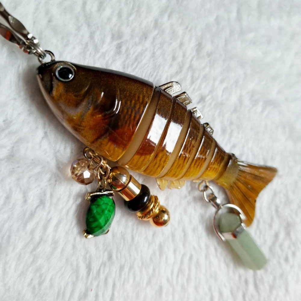 Handmade Fish Lure Necklace Brown 🐠